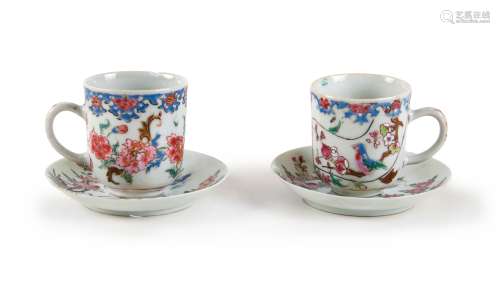 FAMILLE ROSE CUP AND SAUCER PAIR (DEER)