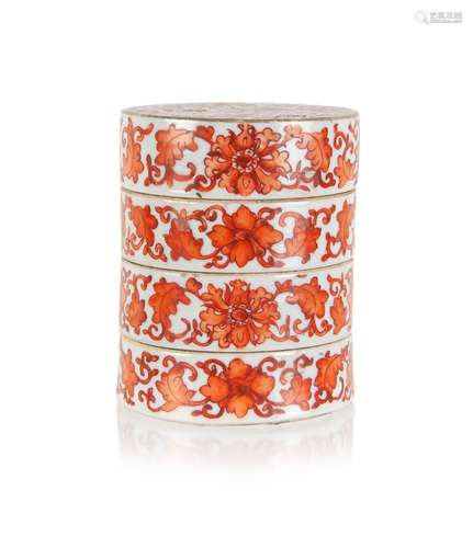 RED AND WHITE STACKABLE PORCELAIN STORAGE