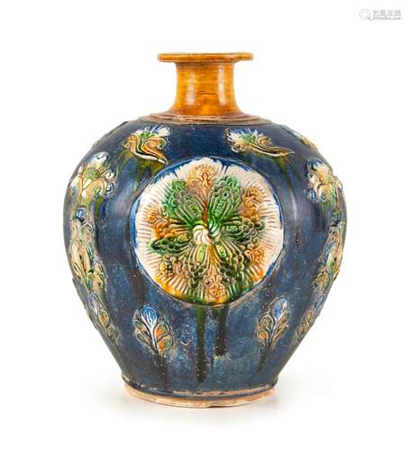 SANCAI GLAZED POTTERY WINE VASE