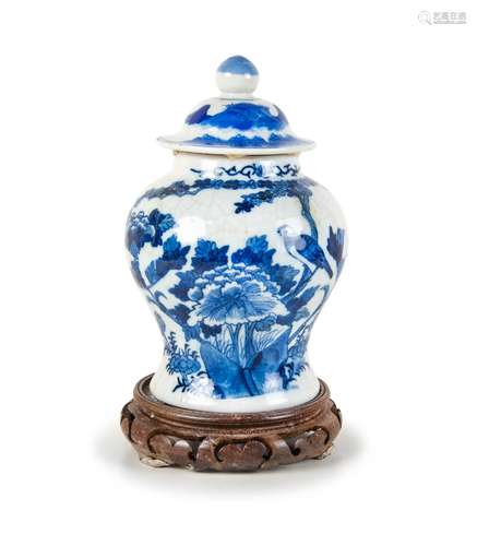 BLUE AND WHITE JAR WITH LID