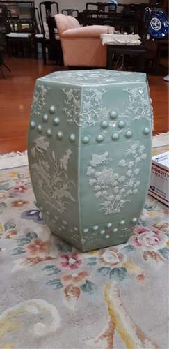 QING DYN CELADON GARDEN STOOL