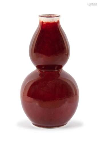 COPPER RED GLAZED DOUBLE GOURD VASE