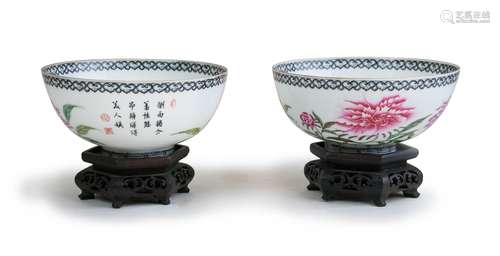 PAIR OF PEONY BOWLS; REPUBLIC OF CHINA (1912–1949)