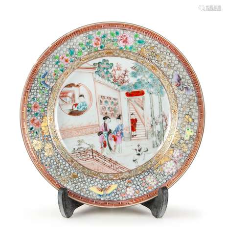 GILDED FAMILLE ROSE PLATE 