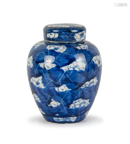 BLUE AND WHITE BLOSSOM LIDDED TEA JAR