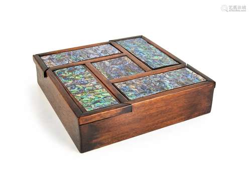 MOTHER OF PEARL INSET INK CAKE STORAGE BOX