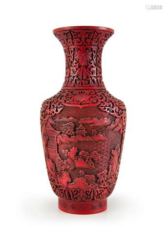 CINNABAR LACQUER VASE