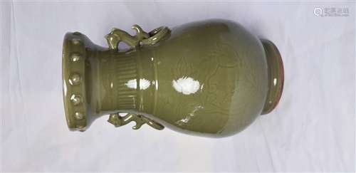 CELADON GLAZED RING HANDLE VASE