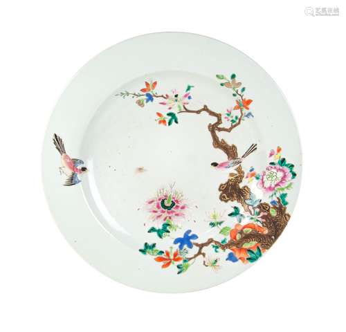 A CHINESE FAMILLE ROSE PLATE -BIRD ON BRANCH