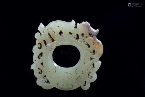 A CARVED CELADON JADE PLAQUE, HAN DYNASTY