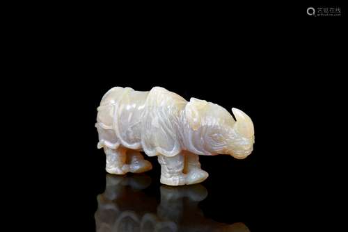 OPAL CARVED 'RHINOCEROS' FIGURE