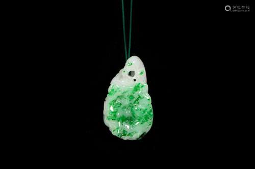 A CARVED JADEITE PENDANT WITH CERTIFIED