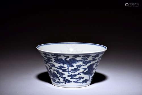 BLUE AND WHITE 'CRANES' BOWL