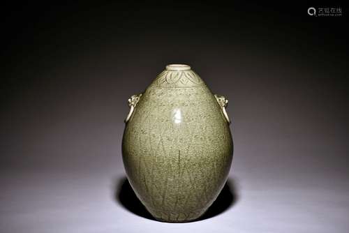 YAOZHOU WARE OLIVE BOTTLE WITH HANDLES