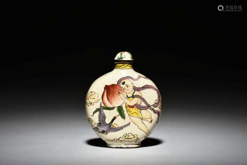 CLOISONNE ENAMELED 'BOY' SNUFF BOTTLE