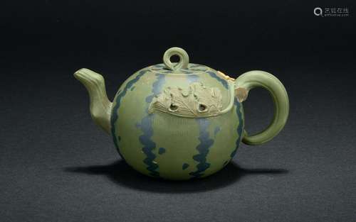 YIXING ZISHA WATERMELON TEAPOT