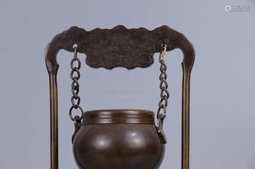 A BRONZE HANGING CENSER