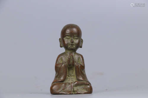 A BRONZE FIGURE OF SEATED LUOHAN