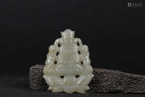 A WHITE JADE OPENWORK 'BUDDHA' PLAQUE