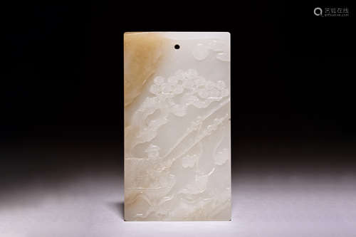 A WHITE JADE OPENWORK 'GOOSE' PLAQUE