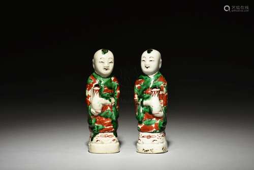 PAIR OF WUCAI 'CHILDREN' FIGURES