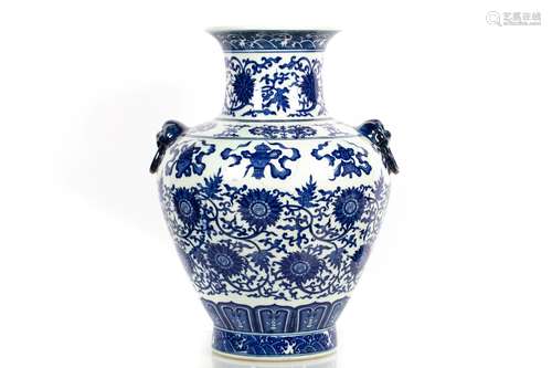 A BLUE AND WHITE 'LOTUS' VASE