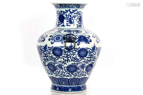 A BLUE AND WHITE 'LOTUS' VASE