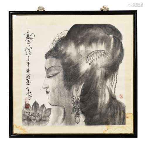 FRAMED DUNHUANG LADY PAINTING