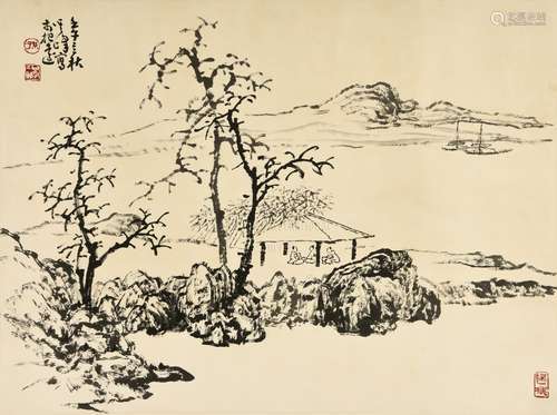 SUN QIFENG: INK ON PAPER PAINTING 'LANDSCAPE SCENERY'