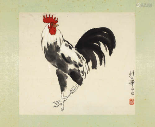 徐悲鸿 甲申（1944年）作 大吉图 镜框  设色纸本