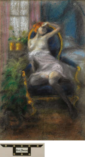 保罗·阿尔伯特·贝纳尔 19世纪末 苏醒的少女 纸本油画棒