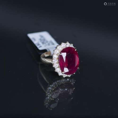 A RUBY & DIAMOND RING, AIGL CERTIFIED