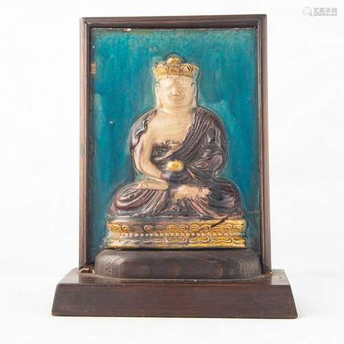 A CHINESE FAMILLE VERTE GAUTAMA PLAQUE, MING PERIOD