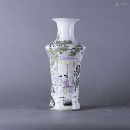 A FAMILLE ROSE 'FIGURAL' VASE