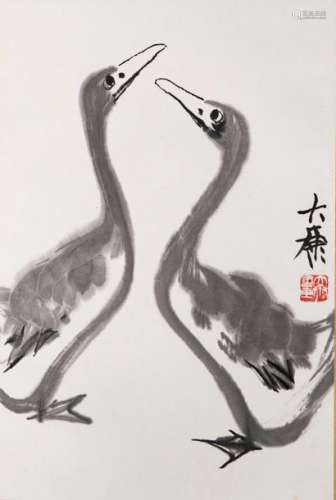 Two cormorants, China, 20th century \nTempera on pa…