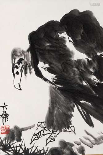 Vulture, China, 20th century \nTempera on paper, se…