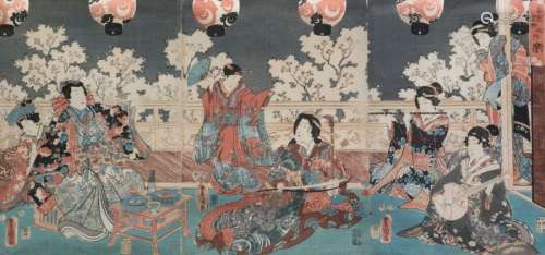 Printed triptych, Japan, Meiji \nOban format, from …
