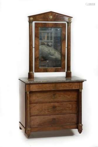Empire dresser with cheval glass \nMahogany and mah…