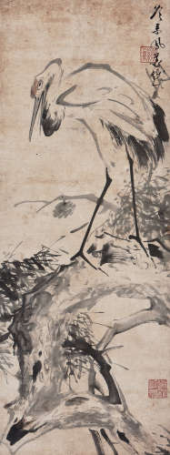 詹景凤（1532～1602） 松鹤图 立轴 水墨纸本