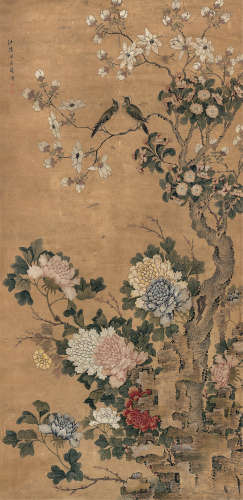 司马江汉（1738～1818） 花鸟 立轴 设色纸本