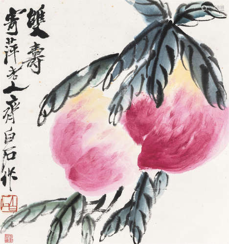 齐白石（1864～1957） 双寿图 镜心 设色纸本