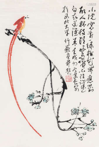 孙竹篱（1909～1989） 花鸟 镜心 设色纸本