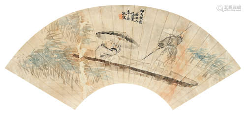 禹之鼎（1647～1716） 人物 扇面 设色纸本