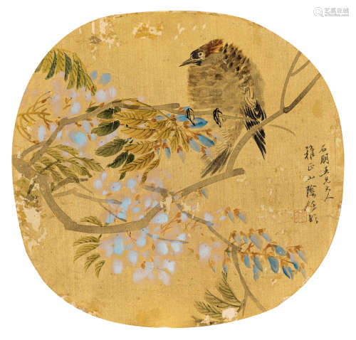 任颐（1840～1896） 泥金团扇 团扇 设色绢本