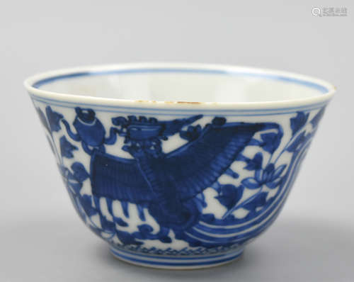 Chinese B & W Phoenix Bowl w/ Chenghua Mark