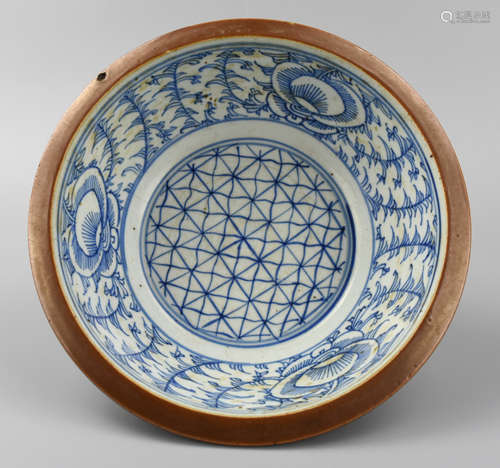 Chinese Brown Glazed B & W Basin, Daoguang Period