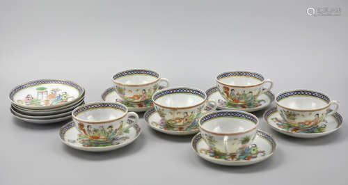 6 Cup 11 Saucer: Export Chinese Tea Set,19th C.