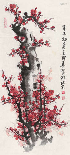 王成喜（b.1940） 1991年作 红梅 镜心 设色纸本