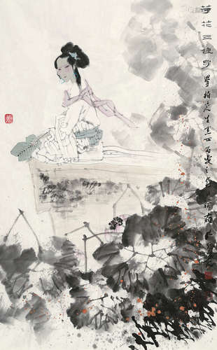 孔维克（b.1956） 2006年作 荷花三娘子 镜心 设色纸本