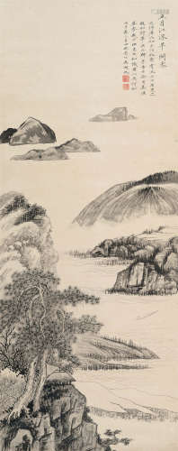 吴湖帆（1894～1968） 1936年作 五月江深草阁寒 立轴 水墨纸本